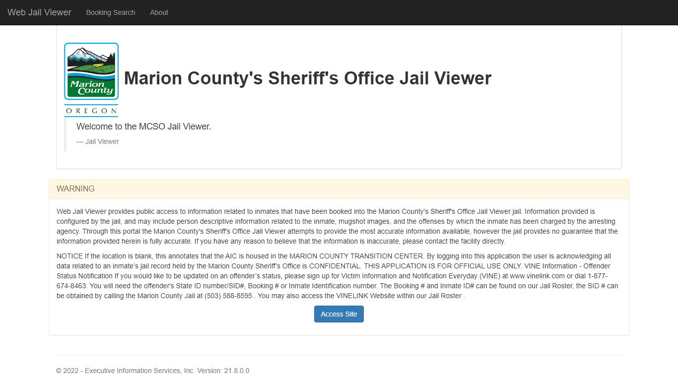 Marion County's Sheriff's Office Jail Viewer